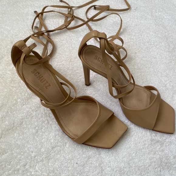 SCHUTZ Beige Strappy Heels Size 9B - Picture 11 of 11